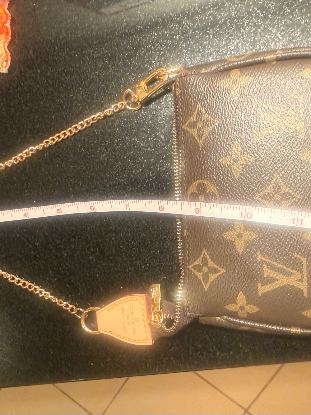 Brown Monogram Mini Bag with Gold Chain - Picture 9 of 12